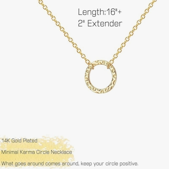 Ldurian 14K Dainty Gold Plated Minimal Karma Circle Necklace - Picture 6 of 6